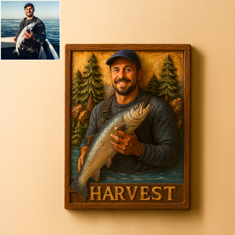 Customized fishing oil painting photo frame