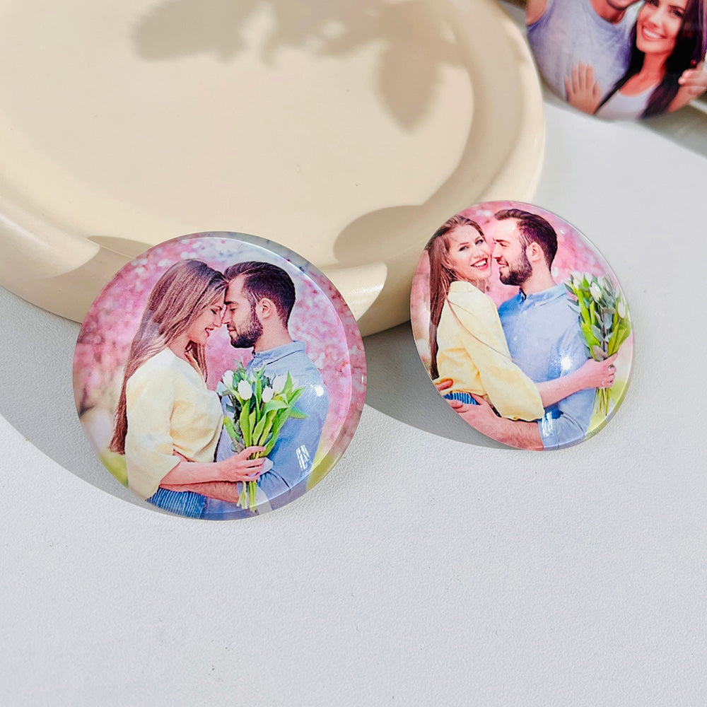 Premium personalized glass photo magnet for refrigerator