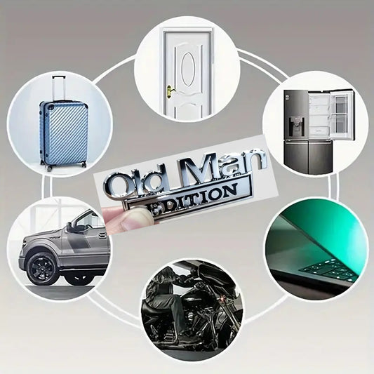 2pcs 'Old Man Edition' 3D Emblem Sticker, Funny Car, Truck, SUV & Motorcycle Decals