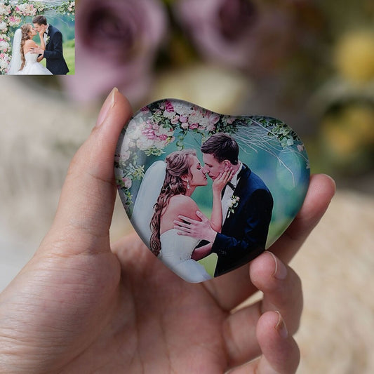 Luxury Personalized Heart Photo Glass Magnet