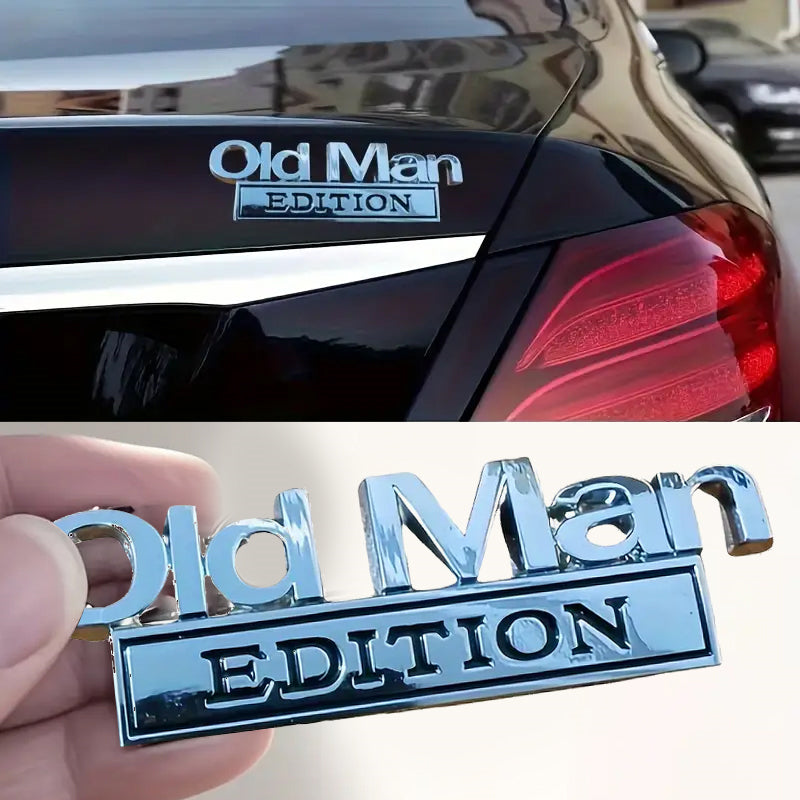 2pcs 'Old Man Edition' 3D Emblem Sticker, Funny Car, Truck, SUV & Motorcycle Decals