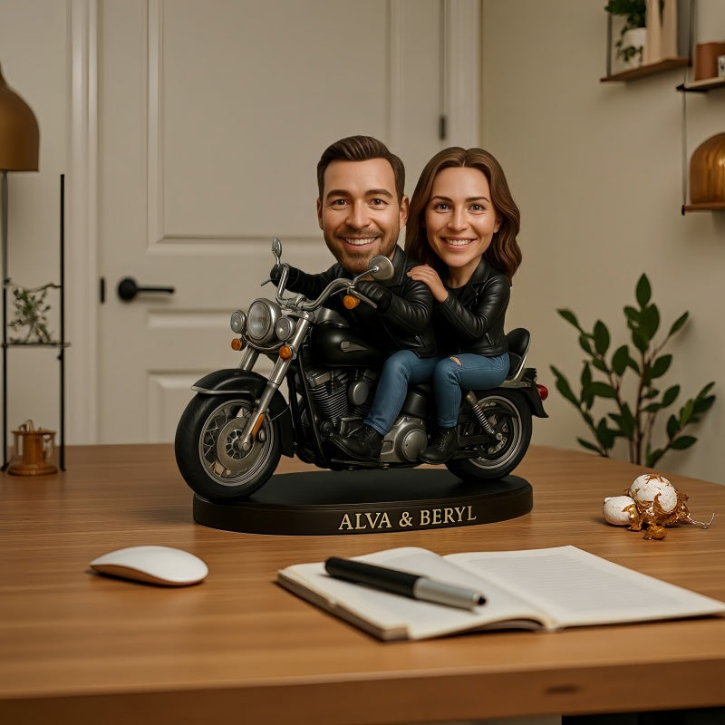 Custom Motorcycle Couple Portrait Desk Decor