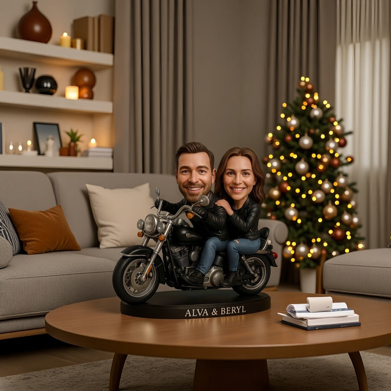 Custom Motorcycle Couple Portrait Desk Decor