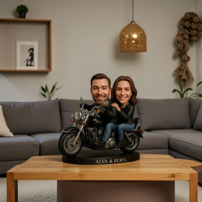 Custom Motorcycle Couple Portrait Desk Decor