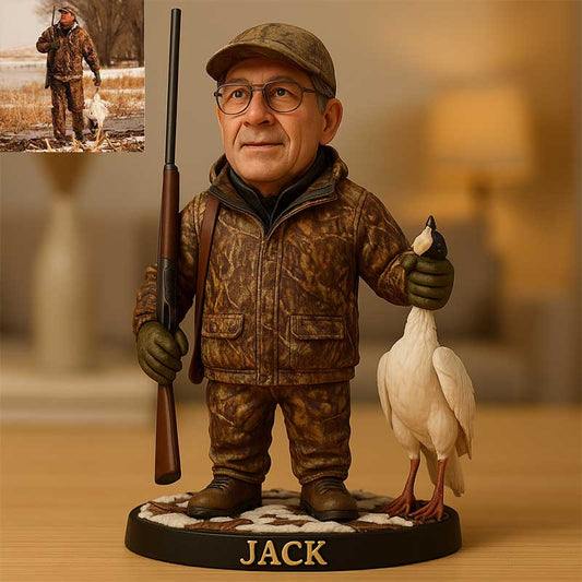 Personalized hunting goose photo cartoon character ornament
