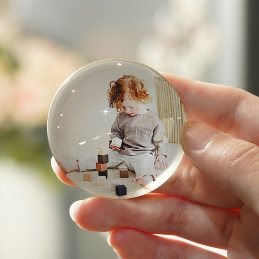 Premium personalized glass photo magnet for refrigerator