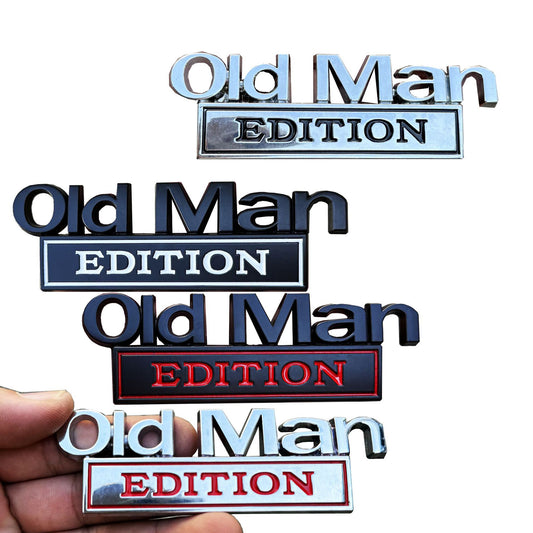 2pcs 'Old Man Edition' 3D Emblem Sticker, Funny Car, Truck, SUV & Motorcycle Decals