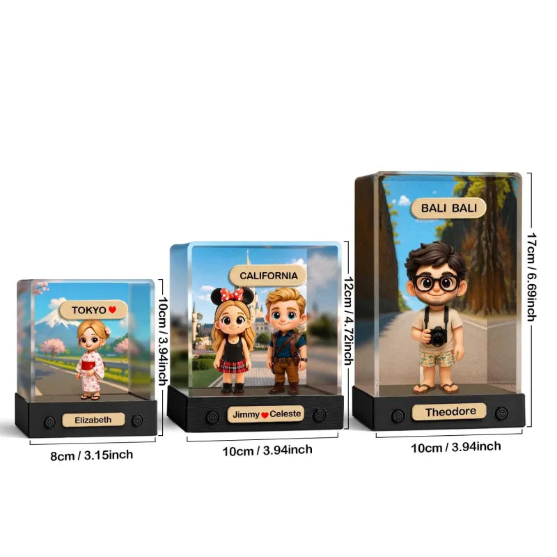 Custom 3D Mini Figure From Your Photo Personalized Background Toy Figure with Acrylic Box Decoration Gifts For Him/Her