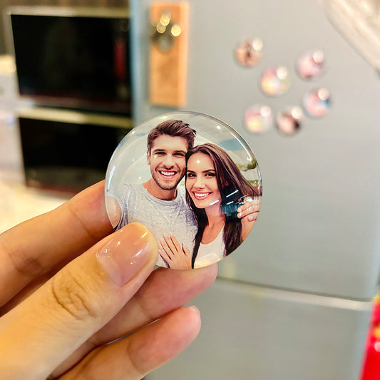 Premium personalized glass photo magnet for refrigerator