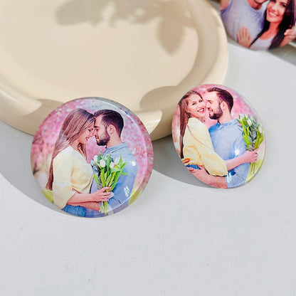 Premium personalized glass photo magnet for refrigerator