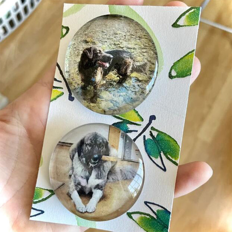 Premium personalized glass photo magnet for refrigerator