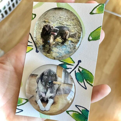 Premium personalized glass photo magnet for refrigerator