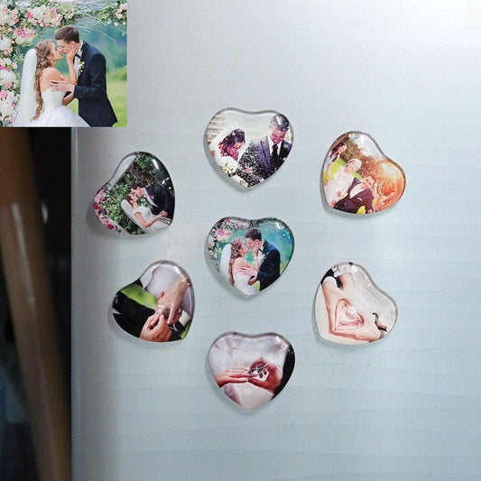 Luxury Personalized Heart Photo Glass Magnet