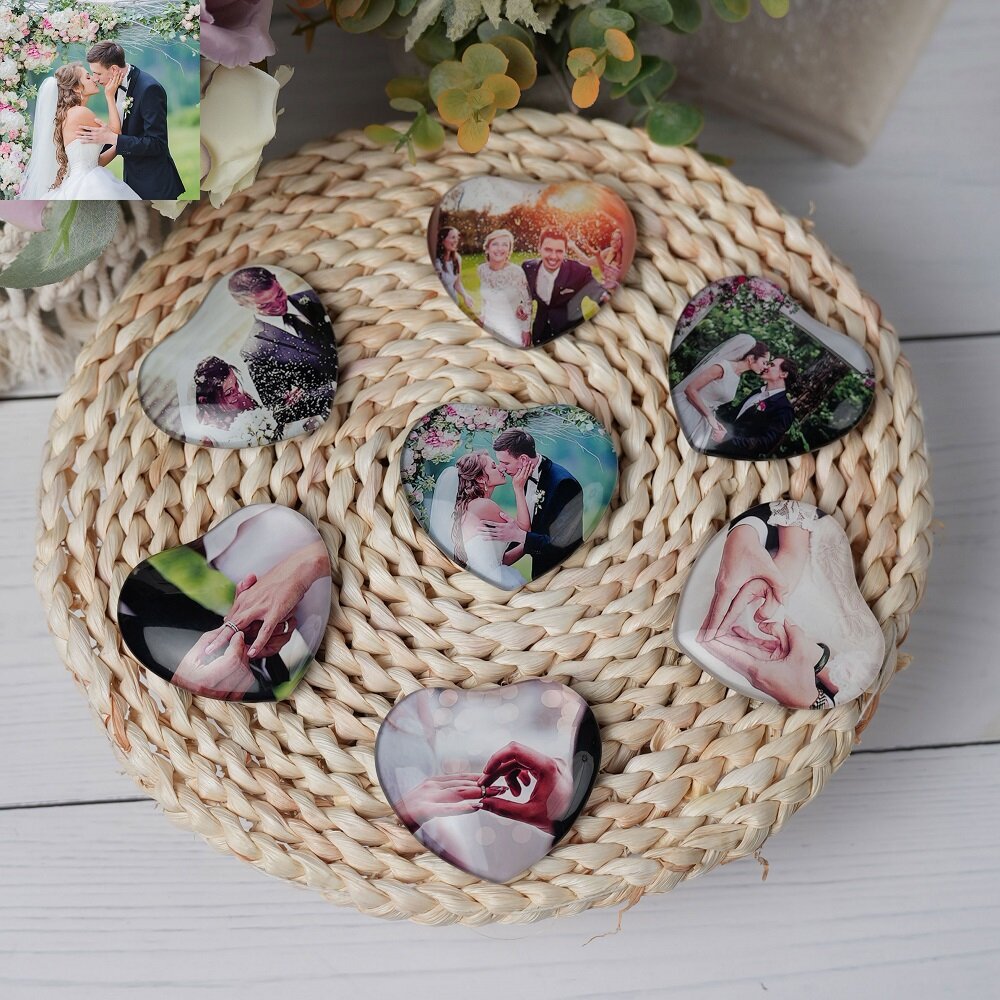 Luxury Personalized Heart Photo Glass Magnet