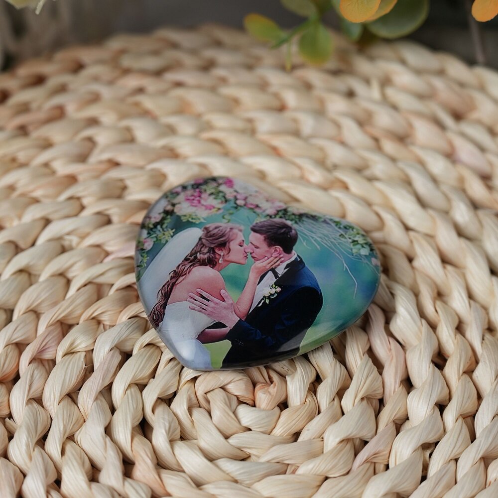 Luxury Personalized Heart Photo Glass Magnet
