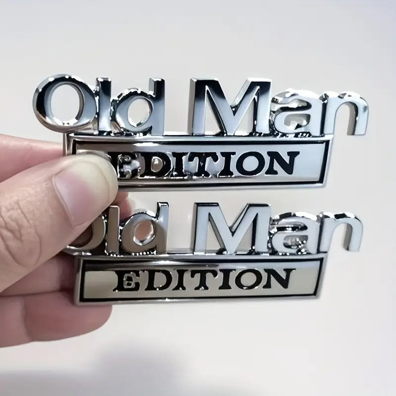 2pcs 'Old Man Edition' 3D Emblem Sticker, Funny Car, Truck, SUV & Motorcycle Decals