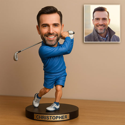 Custom photo cartoon Golf Theme Figurine