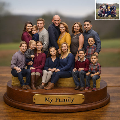 Custom photorealistic rendering of family-themed figurines