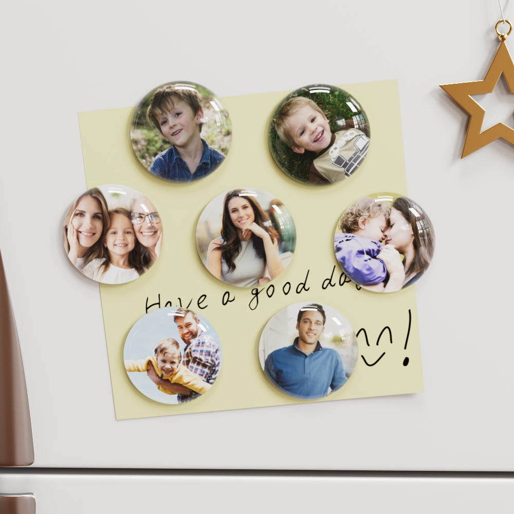 Premium personalized glass photo magnet for refrigerator
