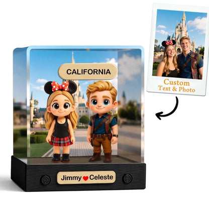 Custom 3D Mini Figure From Your Photo Personalized Background Toy Figure with Acrylic Box Decoration Gifts For Him/Her
