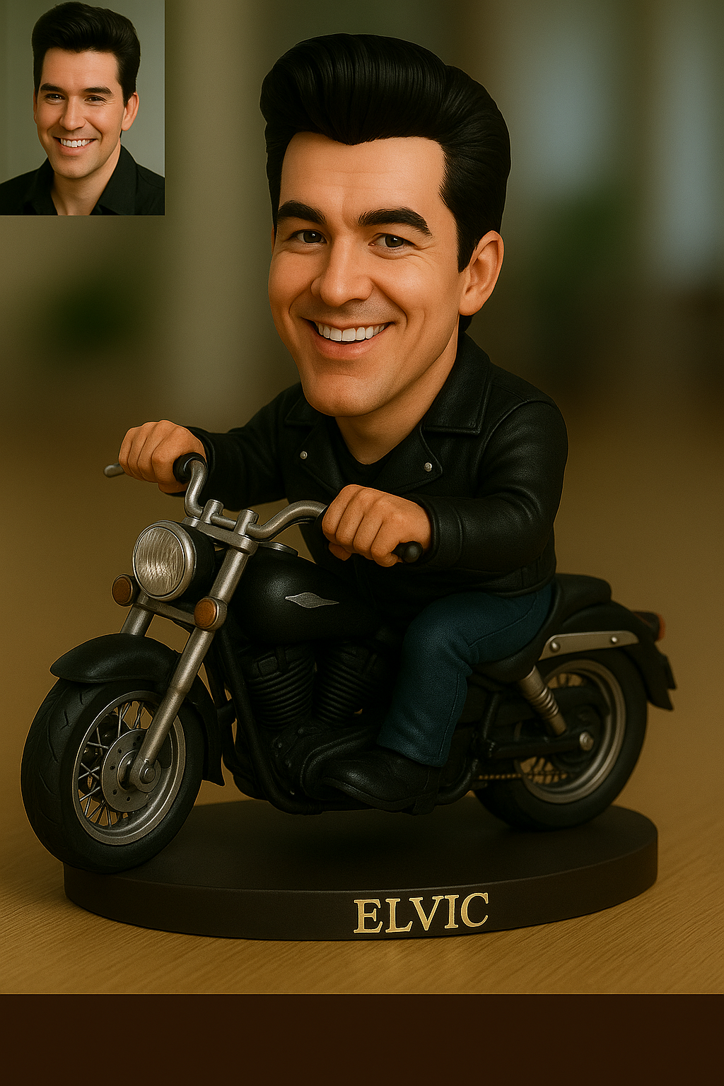 Custom Motorcycle Couple Portrait Desk Decor