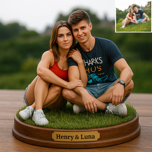 Custom photorealistic rendering style couple themed figurines