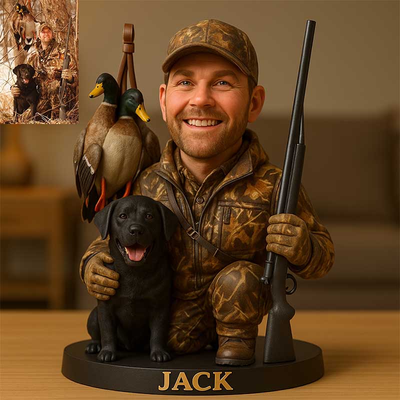 Personalized hunting goose photo cartoon character ornament